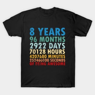 8th Birthday Countdown 8 years of being Awesome / eighth Birthday / 8 Years Old / Girls and Boys / Vintage Retro Style gifts ideas T-Shirt